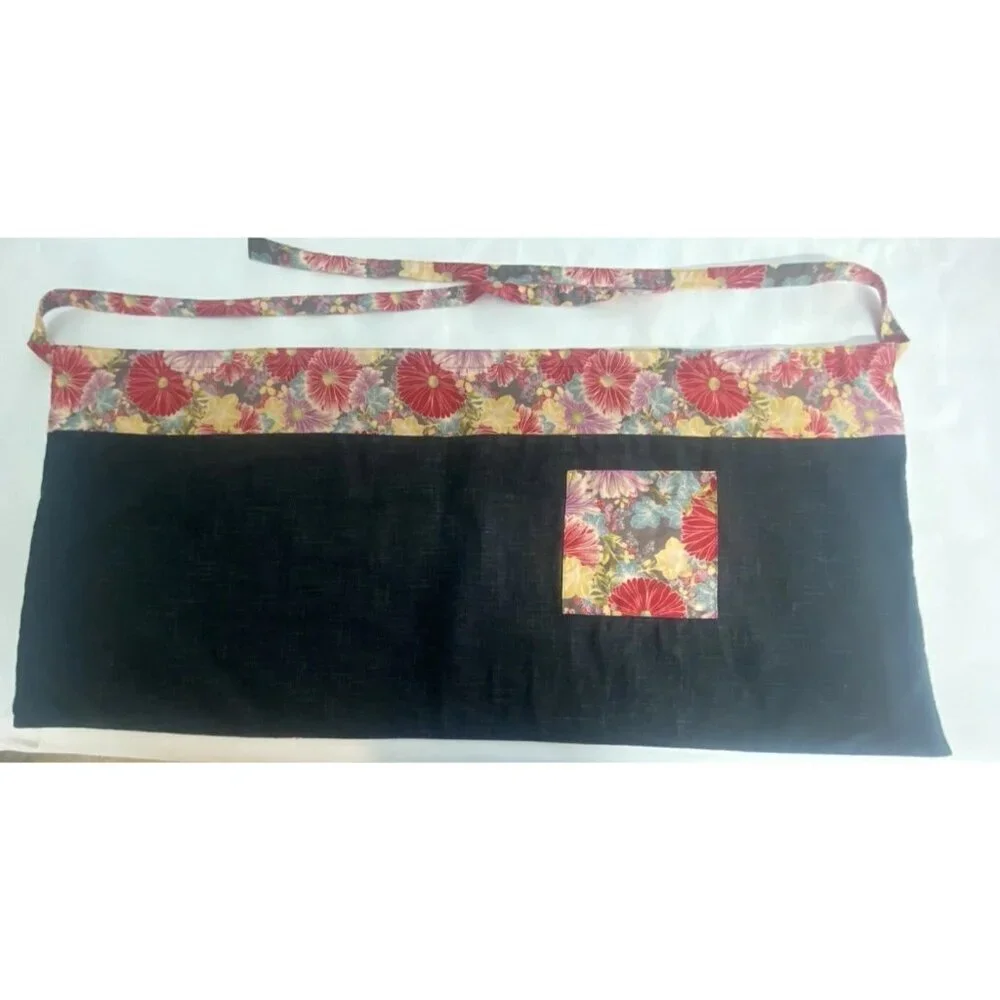 Handmade Reversible Half Apron Floral Print Pocket Garden Cooking Craft Utility